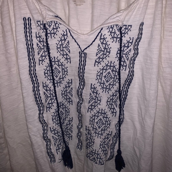 White Shirt with Blue Embroidery - Picture 2 of 5